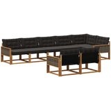vidaXL Zunanja garnitura za sedenje z blazino 8 pcs Naravna in črna, (5000272770) | Shoptok.si