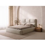 Windsor & Co Sofas Bež oblazinjena zakonska postelja s prostorom za shranjevanje z letvenim dnom 200x200 cm Libera – | Shoptok.si