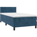  Krevet box spring s madracem LED tamnoplavi 90x200 cm baršun | shoptok.hr