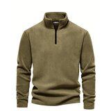 Dewberry 49143 Half Zipper Stand Collar Mens Fleece-DARK BEIGE | shoptok.hr