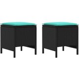  Vrtni otoman 2 Komad Crna i Tirkizna 38 x 38 x 45 cm PE ratan | shoptok.hr