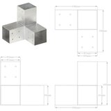 Spojnik za stupove u Y-obliku od pocinčanog metala 81 x 81 mm | shoptok.hr
