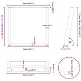 vidaXL noge za jedilno mizo u-oblika 2 kosa bela 80x(72-73) cm jeklo | Shoptok.si
