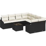 vidaXL 9-delni vrtni sofa set z blazinami črna poli ratan, (22093627) | Shoptok.si