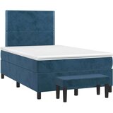 vidaXL Box spring postelja z vzmetnico temno moder 120x190 cm žamet | Shoptok.si