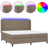 vidaXL Box spring postelja z vzmetnico LED taupe 200x200 cm blago, (20893786) Cene