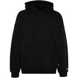 Trendyol Black Men's Oversize Hoodie. Soft Fabric Thick Sweatshirt with Embroidered Text on the sleeve and Label. Cene