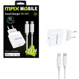 Max Mobile KUĆNI PUNJAČ PD QC 3.0 SET 2U1 TYPE C+KABEL,MFI Apple TR349 | shoptok.hr