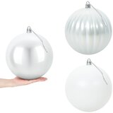  Set božićnih kuglica XXL 3 kom. Bijela &amp;Oslash; 25 cm Plastika Slike