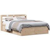 Maison Chic Posteljni okvir - Dvoposteljna postelja - Zakonska postelja z vzglavjem 140x200 cm trdna borovina, (21692363) | Shoptok.si