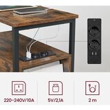  Pomoćni stolić sa ugrađenim utičnicama i USB priključcima ROD braon/crna | Eponuda.com