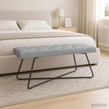  Klupa s gumbastim tkanjem Svjetlosiva 110 x 40 x 46 cm Tkanina | shoptok.hr