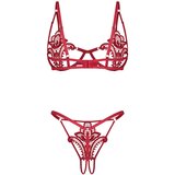 Obsessive Luise - dvodijelni komplet donjeg rublja s tulipanima (crveni) - L/XL | shoptok.hr
