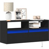 vidaXL Stenska TV omarica z LED lučkami črna 100x31x45 cm Cene