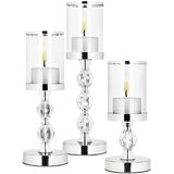 springos set svijećnjaka sa staklenim sjenilom 3 kom, 28/35,5/41 cm, srebrni | shoptok.hr