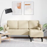 vidaXL 3-sedežni l-kotiščni kavč krem 160 cm tkanina | Shoptok.si