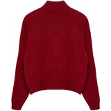 Trendyol Burgundy Soft Textured Zippered Knitwear Cardigan | Shoptok.si