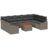 vidaXL 10-delni set vrtnega kavča z blazinami siva poly ratan akacija, (22093742) | Shoptok.si
