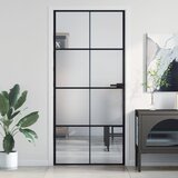vidaXL Sobna vrata tanka crna 93x201 5 cm kaljeno staklo i aluminij | shoptok.hr
