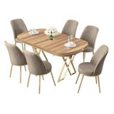 Hanah home set trpezarijski sto i 6 stolica lai light walnut gold cappuccino | ePonuda.com
