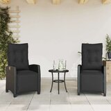  3-dijelni bistro set s jastucima crni od poliratana - Crna 1 | shoptok.hr