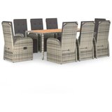  9-dijelni vrtni blagovaonski set sivi od poliratana Siva Dužina stola 190 cm | Shoptok.si