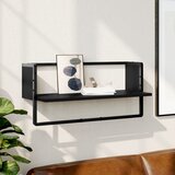 vidaXL Stenska polica s prečko črna 65x25x30 cm Cene