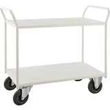 Kongamek Transportni voziček KM41, 2 polici, DxŠxV 1080 x 450 x 975 mm, bele barve, 2 vrtljivi in 2 fiksni kolesi | Shoptok.si