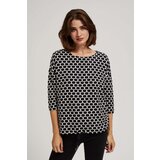 Marisse Blouse With A Geometric Pattern, White And Navy Blue | Shoptok.si