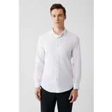 Avva Men's White Classic Collar Embossed Cotton Slim Fit Slim Fit Shirt cene