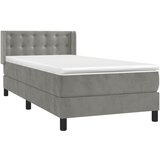 Box spring krevet s madracem svjetlosivi 90x190 cm baršunasti | shoptok.hr