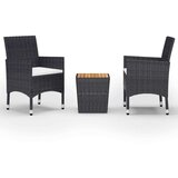 vidaXL 3-dijelni bistro set od poliratana i bagremovog drva crni | shoptok.hr