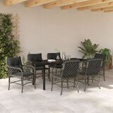  7-delni set vrtnega jedilnega pohištva z blazinami sivi poli ratan, (22087894) | Shoptok.si