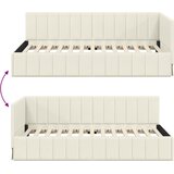  Kutni okvir kreveta s uzglavljem Krema 90 cm x 190 cm Baršun | shoptok.hr