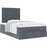 vidaXL Otomanski posteljni okvir z vzmetnicami siv 120x200cm žamet | Shoptok.si
