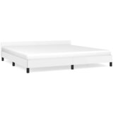 Maison Chic Posteljni okvir - Dvoposteljna postelja - Zakonska postelja z vzglavjem brez vzmetnice bel 200x200 cm, (21694372) | Shoptok.si