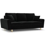 Cosmopolitan Design Črna žametna raztegljiva sedežna garnitura s prostorom za shranjevanje 235 cm Kyoto – | Shoptok.si