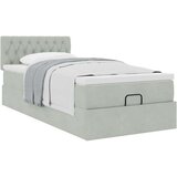vidaXL Otomanski posteljni okvir z vzmetnico siv 90x200 cm žamet | Shoptok.si