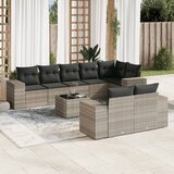 vidaXL 9-dijelni set vrtnih sofa od poliratana s jastucima svjetlosivi | shoptok.hr