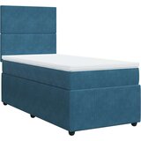 vidaXL Box spring postelja z vzmetnico temno modra 100x200 cm žamet | Shoptok.si
