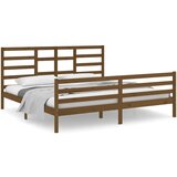 The Living Store Posteljni okvir medeno rjav iz trdnega lesa 200x200 cm - Posteljni Okvir, (21526362) | Shoptok.si