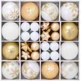  Set božićnih kuglica 88 kom. Zlatna i bijela Ø 6 cm Plastika | shoptok.hr