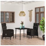  3-dijelni vrtni blagovaonski set s jastucima crni | shoptok.hr