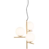 QAZQA Art Deco viseča svetilka zlata z opalnim steklom 3-light - Flore | Shoptok.si