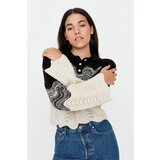Trendyol Black Crop Polo Collar Knitwear Sweater Cene