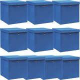  Kutije za pohranu s poklopcima 10 kom plave 32x32x32 cm tkanina | shoptok.hr