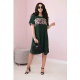 Kesi Dark green dress with leopard print