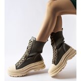 Gemre Dark green ankle boots light thick sole Vitto | Shoptok.si