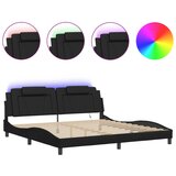 Maison Chic Posteljni okvir - Dvoposteljna postelja - Zakonska postelja z LED lučkami črn 200x200 cm umetno usnje, (21696095) | Shoptok.si