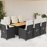  9-dijelni vrtni blagovaonski set s jastucima crni od poliratana | shoptok.hr